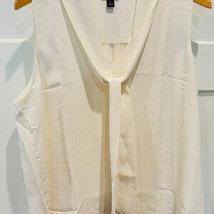Ann Taylor Cream Tie-Front Blouse – Size Large